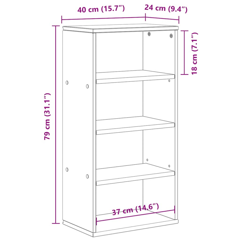 Beistellschrank ODDA 40x24x79 cm Massivholz Kiefer