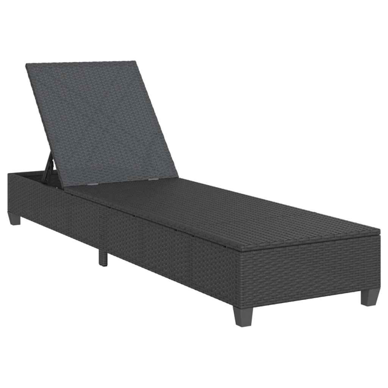 Sonnenliege mit Auflagen Schwarz 55x200x25,5cm Poly Rattan