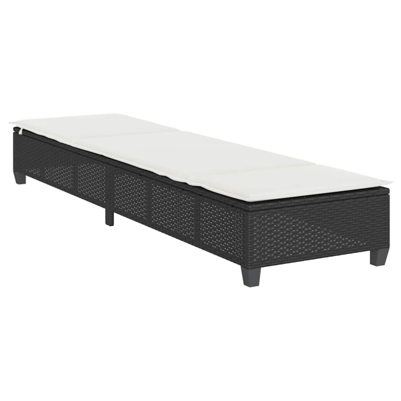 Sonnenliege mit Auflagen Schwarz 55x200x25,5cm Poly Rattan