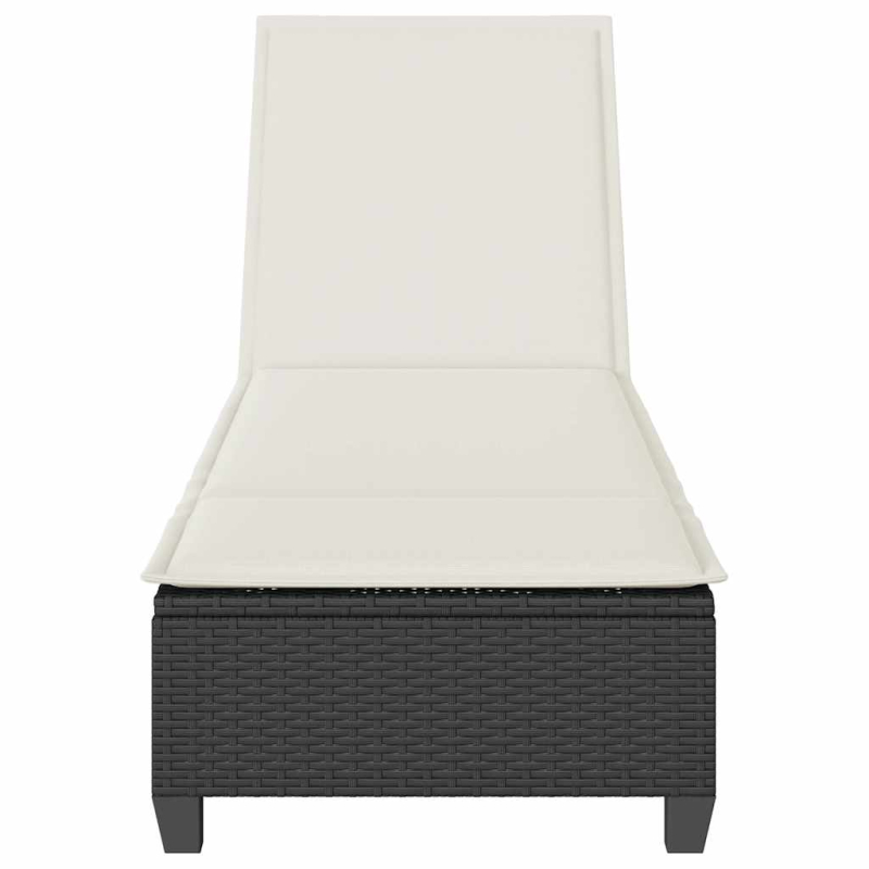 Sonnenliege mit Auflagen Schwarz 55x200x25,5cm Poly Rattan