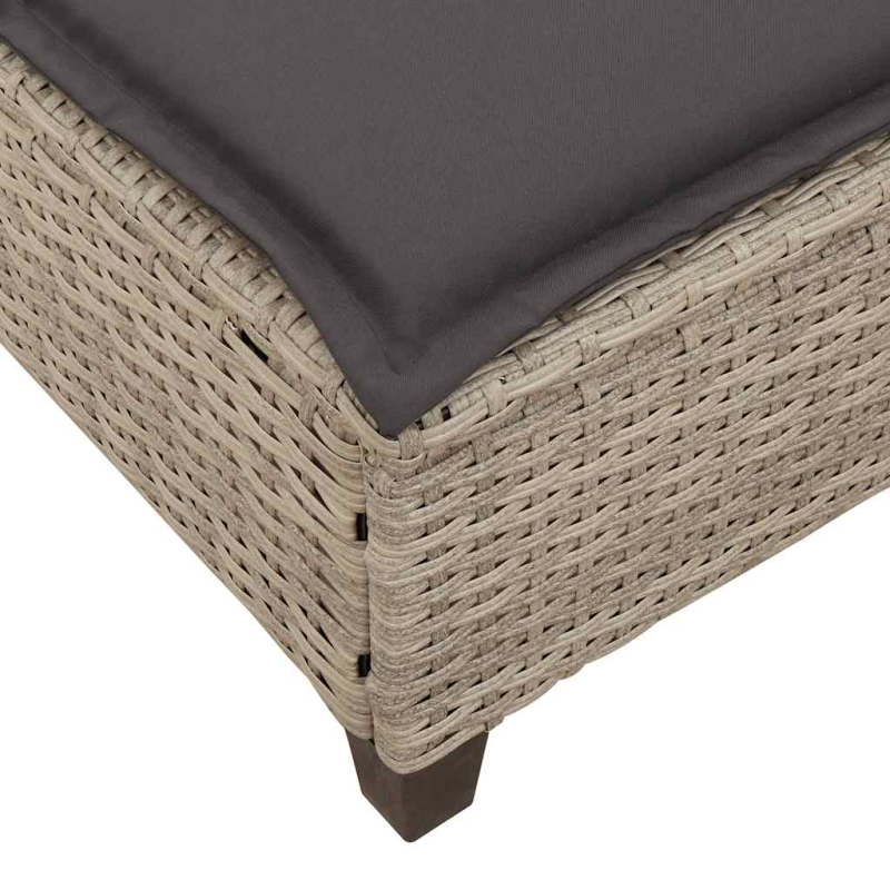 Sonnenliege mit Auflagen Hellgrau 55x200x25,5cm Poly Rattan