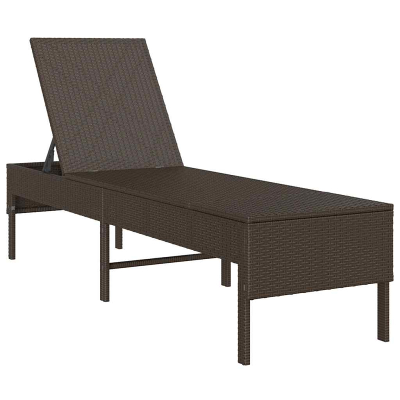 Sonnenliege mit Auflage Braun 55x200x44 cm Poly Rattan