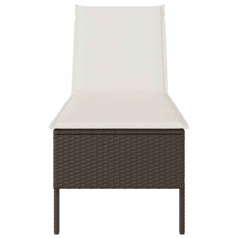 Sonnenliege mit Auflage Braun 55x200x44 cm Poly Rattan