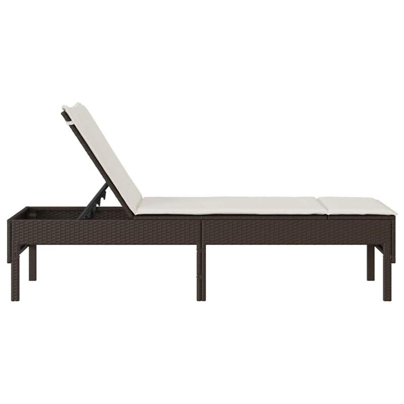 Sonnenliege mit Auflage Braun 55x200x44 cm Poly Rattan