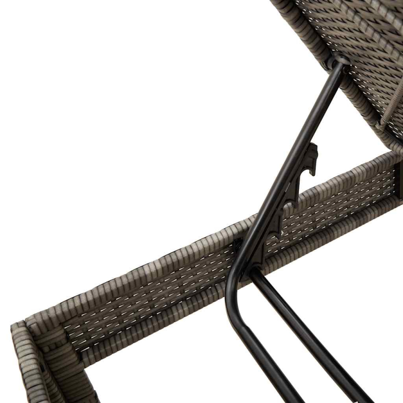 Sonnenliege mit Auflage Grau 55x200x44 cm Poly Rattan