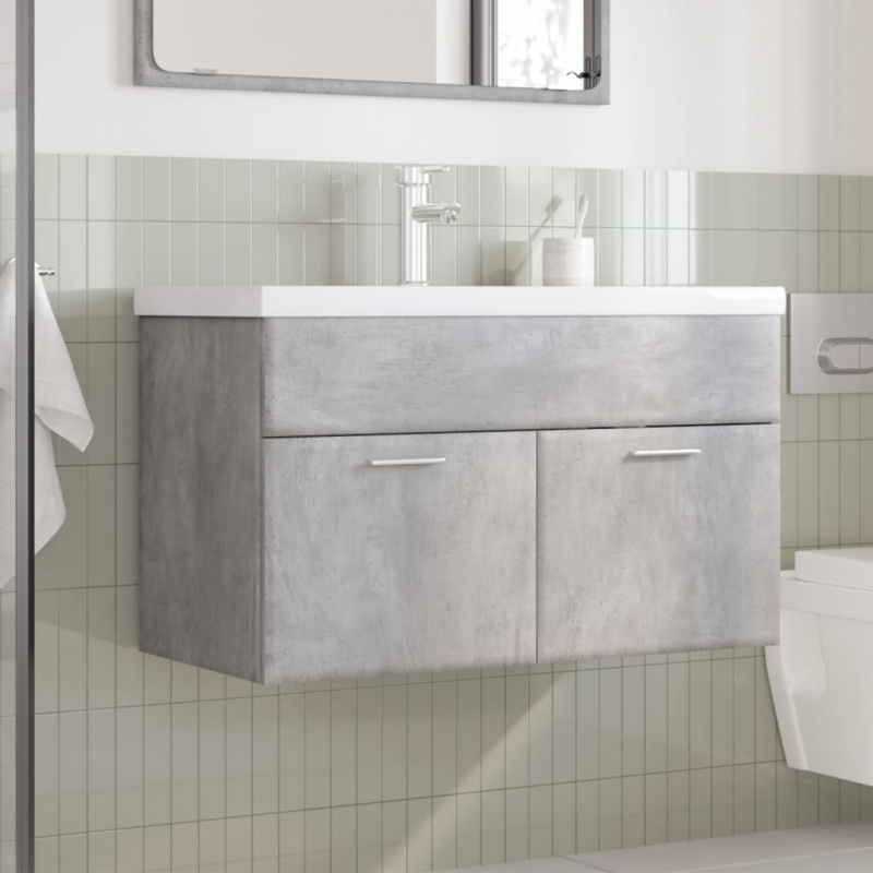 Waschbeckenunterschrank mit Einbaubecken Betongrau
