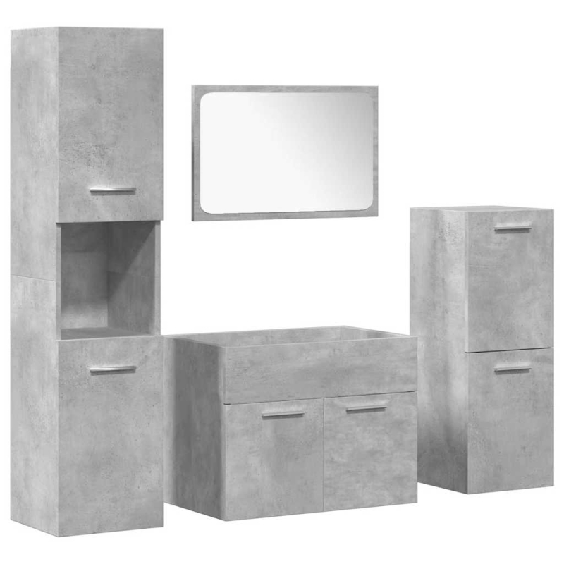 4-tlg. Badmöbel-Set Betongrau Holzwerkstoff