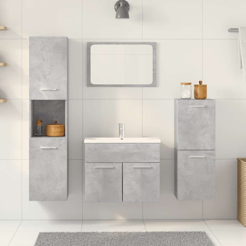 4-tlg. Badmöbel-Set Betongrau Holzwerkstoff