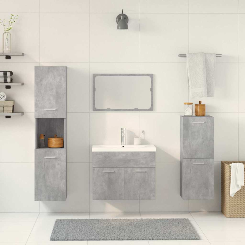 5-tlg. Badmöbel-Set Betongrau Holzwerkstoff