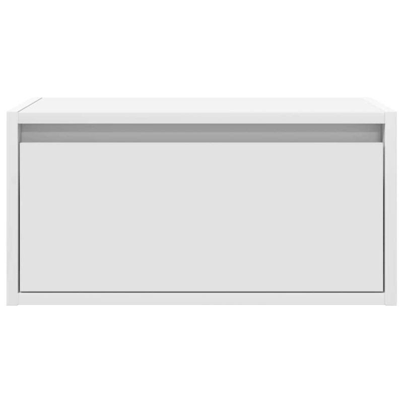 Wand-Nachttische mit LED-Leuchten 2 Stk. Weiß