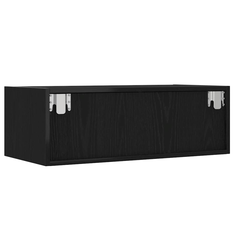 TV-Schrank mit LED-Leuchten Schwarz Eichen-Optik 75x35,5x25 cm