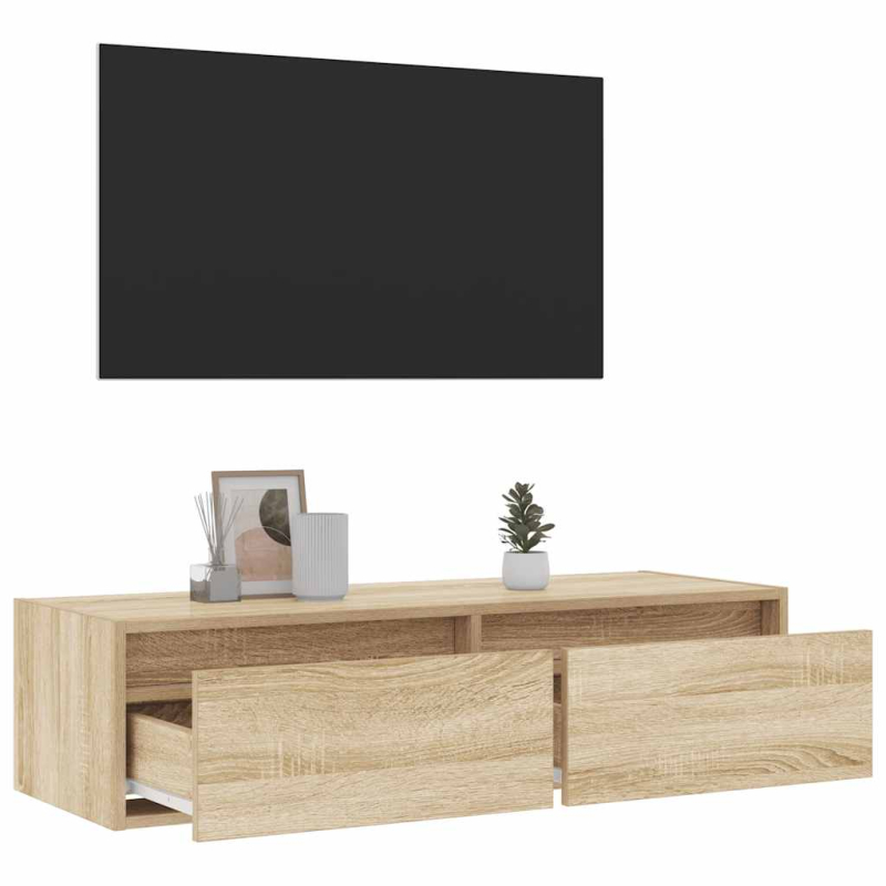 TV-Schrank mit LED-Leuchten Sonoma-Eiche 100x35,5x25 cm