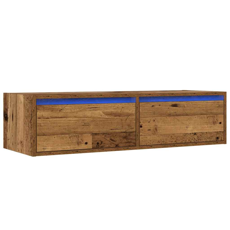 TV-Schrank mit LED-Leuchten Altholz-Optik 100x35,5x25 cm