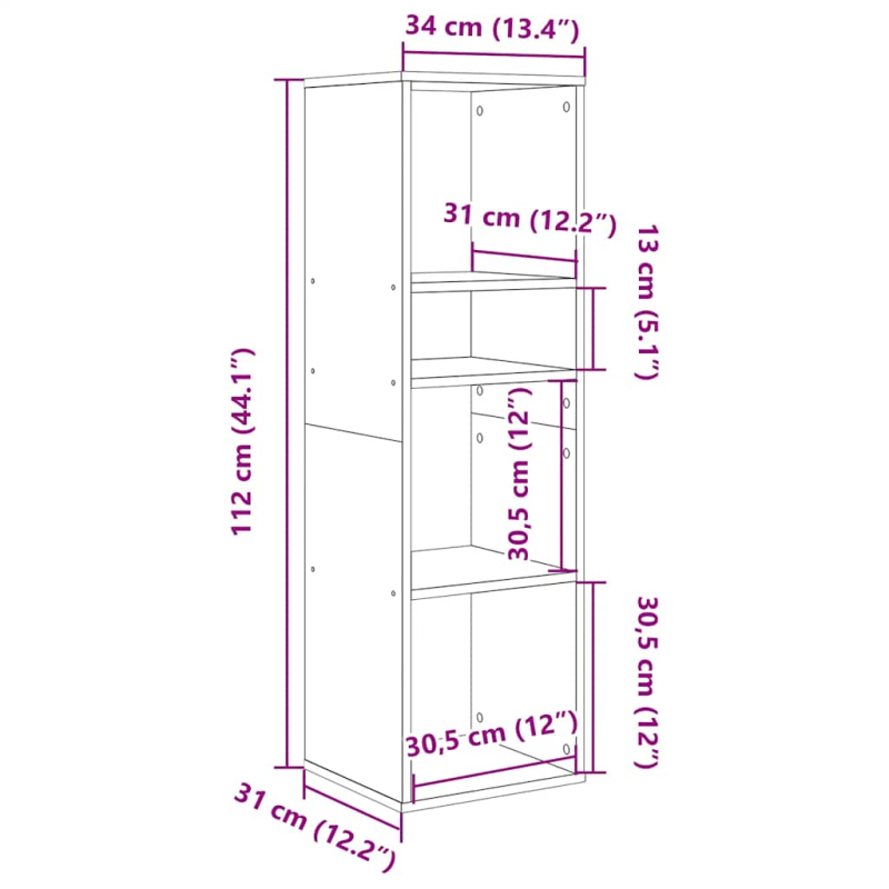 Bücherregal Artisan-Eiche 34x31x112 cm Holzwerkstoff