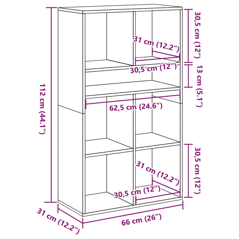 Bücherregal Altholz-Optik 66x31x112 cm Holzwerkstoff