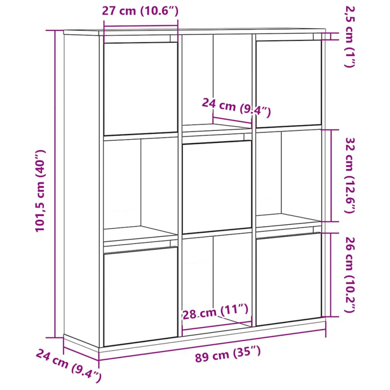 Bücherregal Betongrau 89x24x101,5 cm Holzwerkstoff