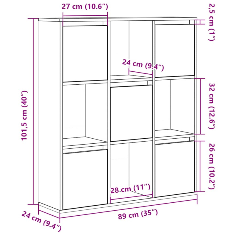 Bücherregal Artisan-Eiche 89x24x101,5 cm Holzwerkstoff