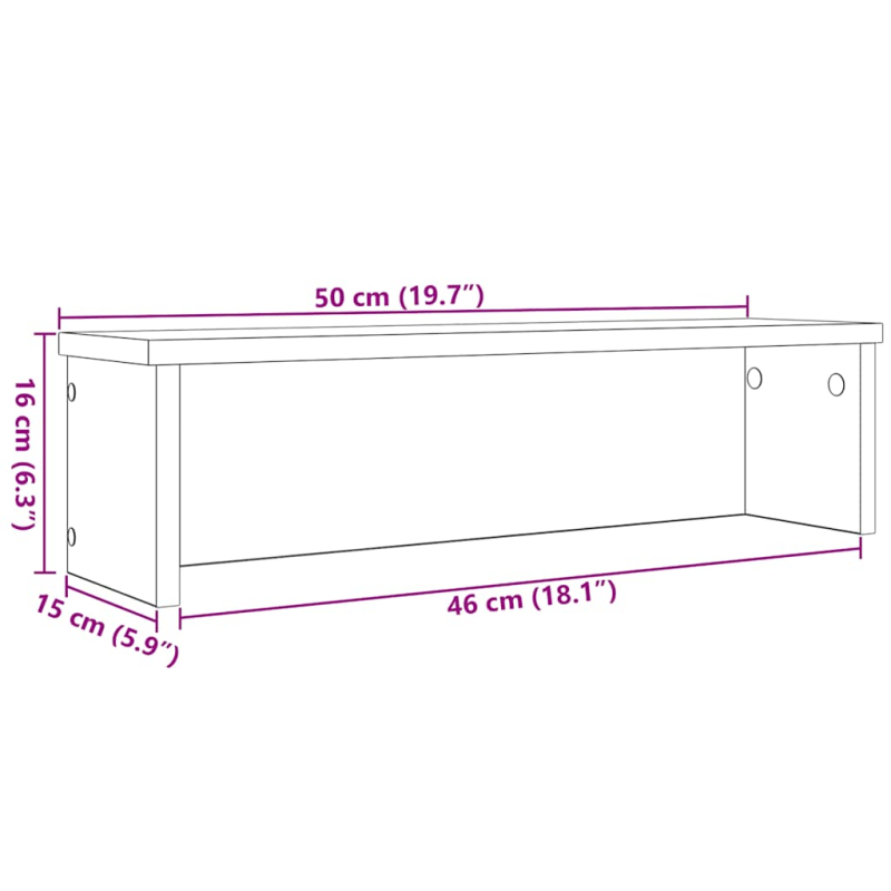 Küchenregal Stapelbar Betongrau 50x15x16 cm Holzwerkstoff