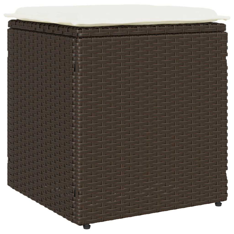 Gartenhocker mit Kissen 2 Stk. Braun 40x40x43 cm Poly Rattan