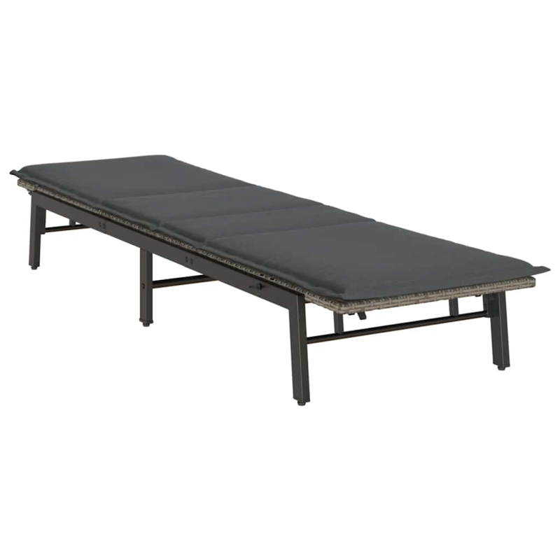 Sonnenliege mit Auflage Grau Poly Rattan