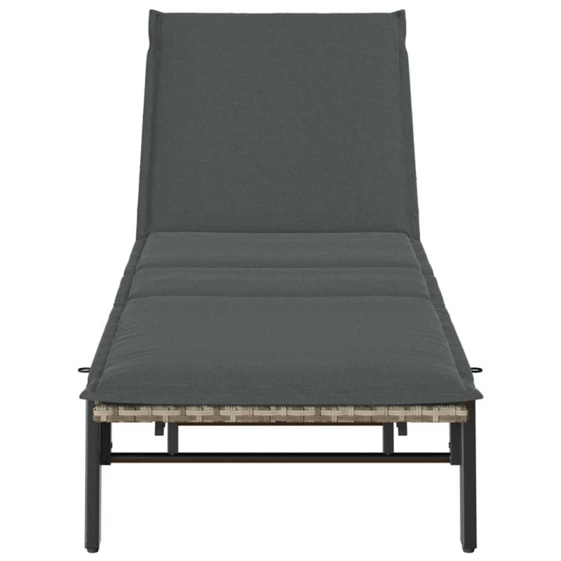 Sonnenliege mit Auflage Hellgrau Poly Rattan