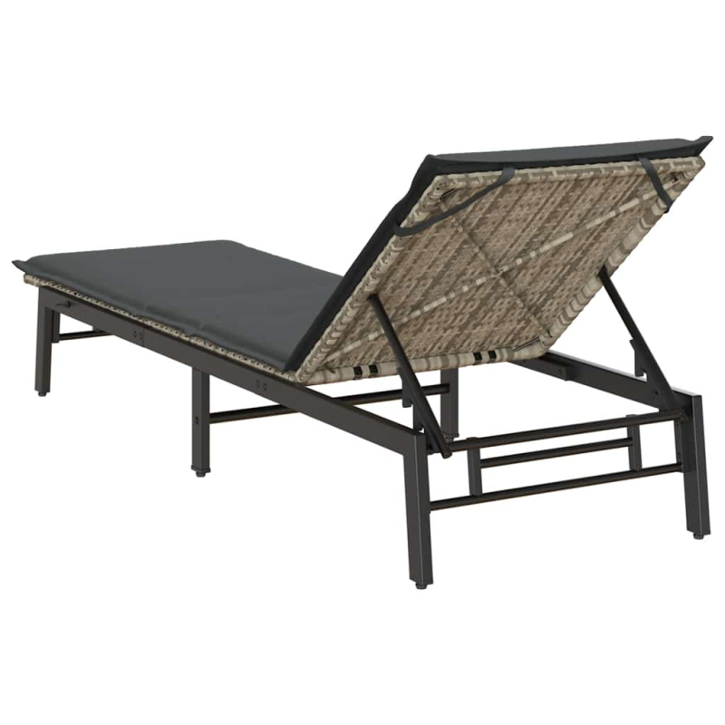 Sonnenliege mit Auflage Hellgrau Poly Rattan