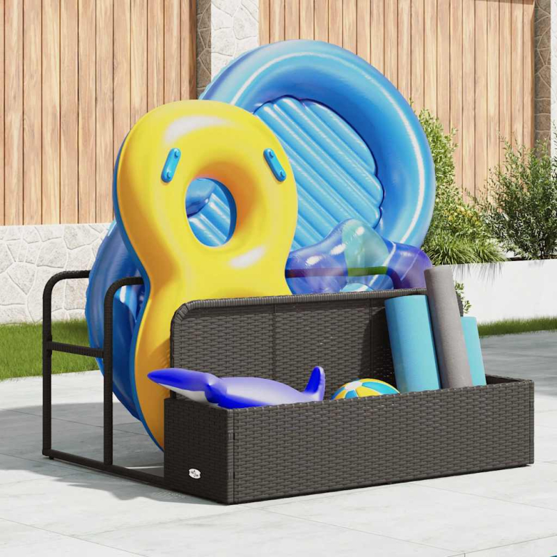 Pool Aufbewahrungsbehälter Schwarz 110x100x57 cm Poly Rattan