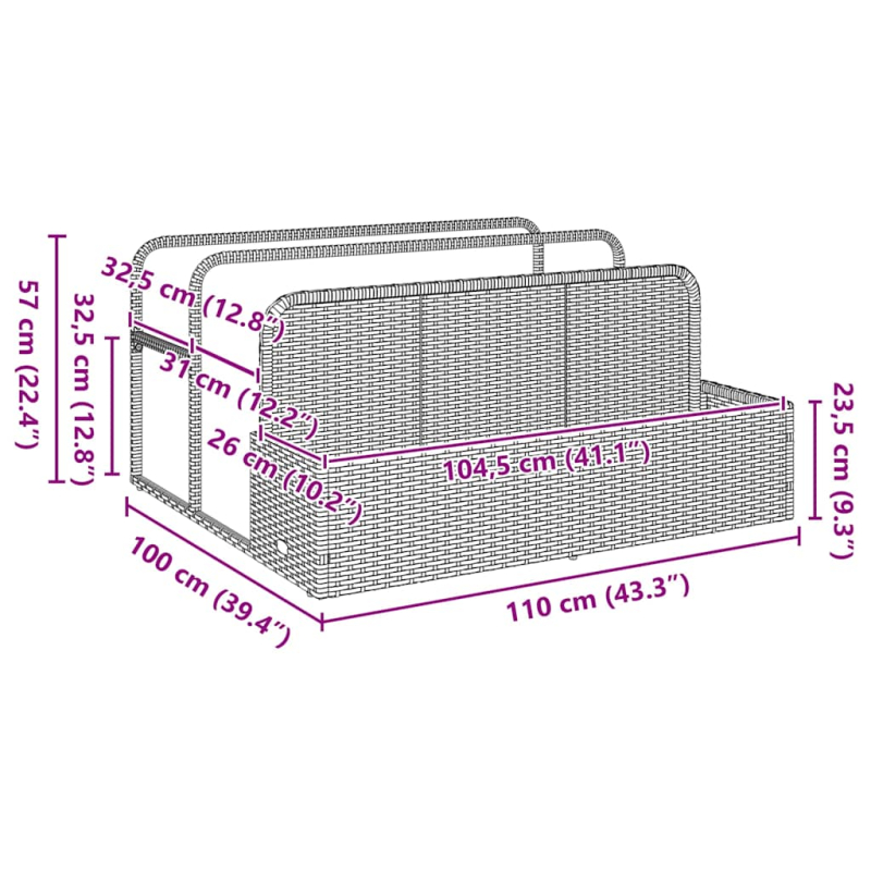 Pool Aufbewahrungsbehälter Grau 110x100x57 cm Poly Rattan