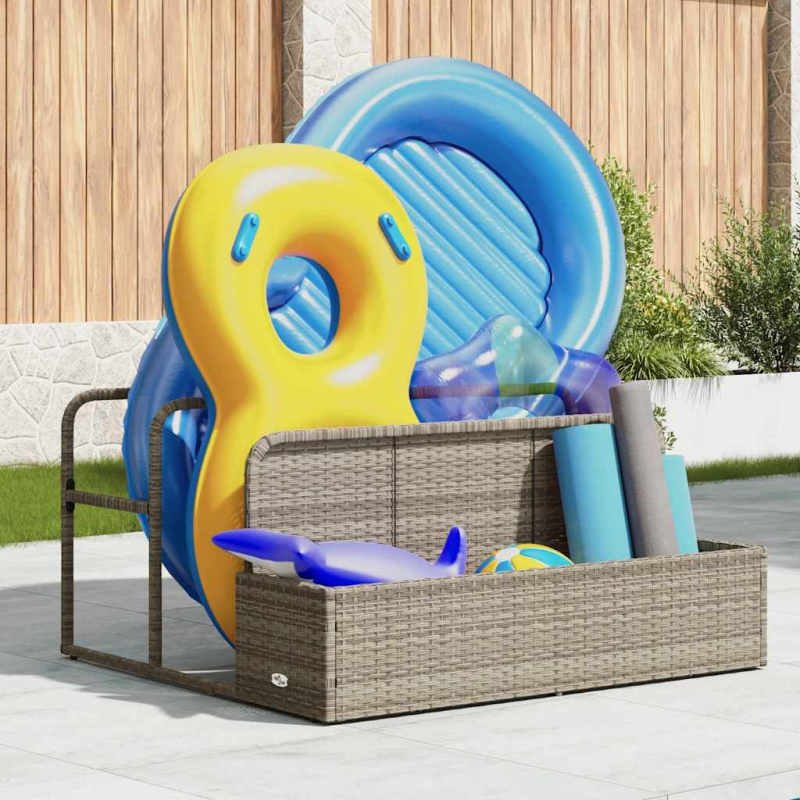 Pool Aufbewahrungsbehälter Hellgrau 110x100x57 cm Poly Rattan