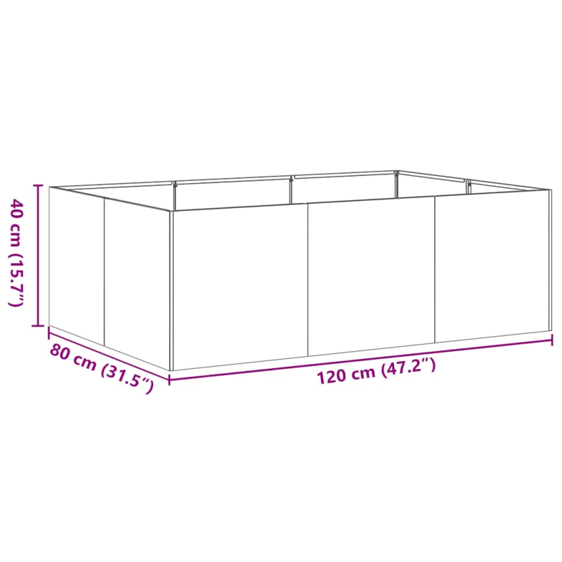 Pflanzkübel Schwarz 120x80x40 cm Stahl