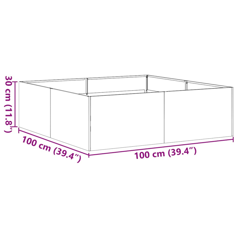 Pflanzkübel 100x100x30 cm Edelstahl