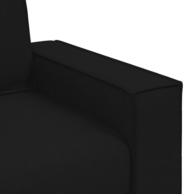2-tlg. Sofagarnitur mit Kissen Schwarz Stoff