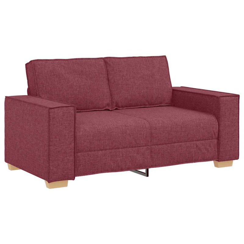 2-tlg. Sofagarnitur mit Kissen Weinrot Stoff