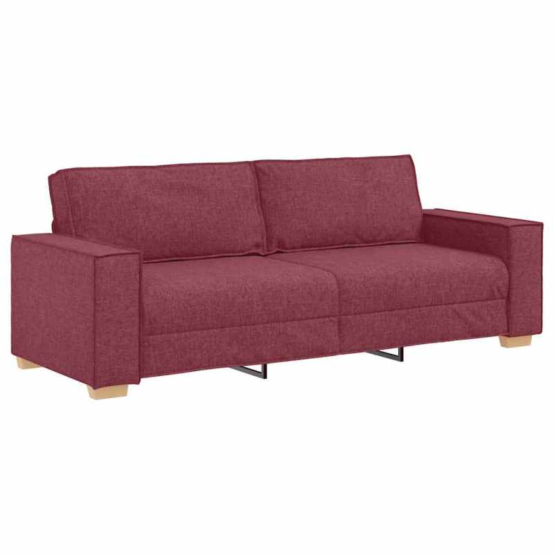 2-tlg. Sofagarnitur mit Kissen Weinrot Stoff