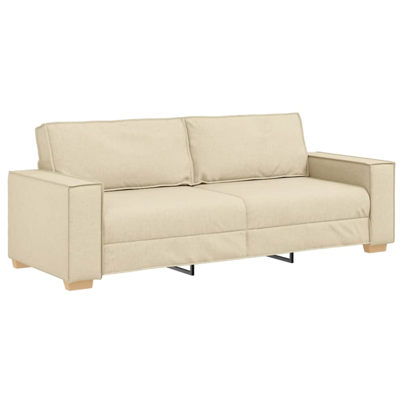 2-tlg. Sofagarnitur mit Kissen Creme Stoff