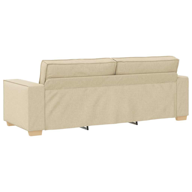 2-tlg. Sofagarnitur mit Kissen Creme Stoff