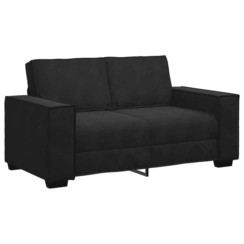 2-tlg. Sofagarnitur mit Kissen Schwarz Samt
