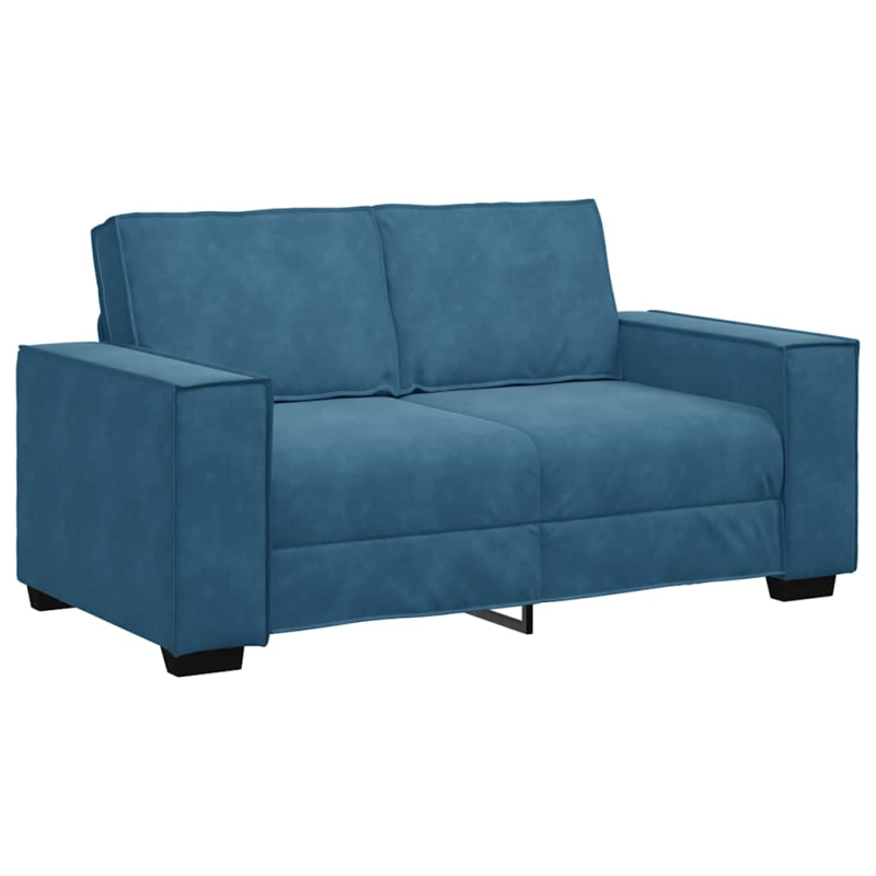 2-tlg. Sofagarnitur mit Kissen Blau Samt