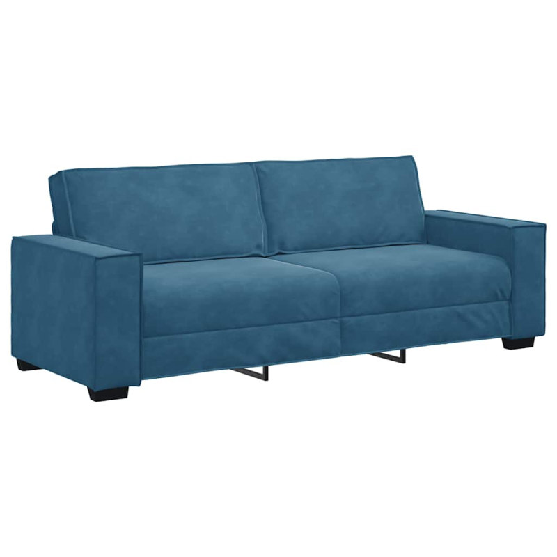 2-tlg. Sofagarnitur mit Kissen Blau Samt