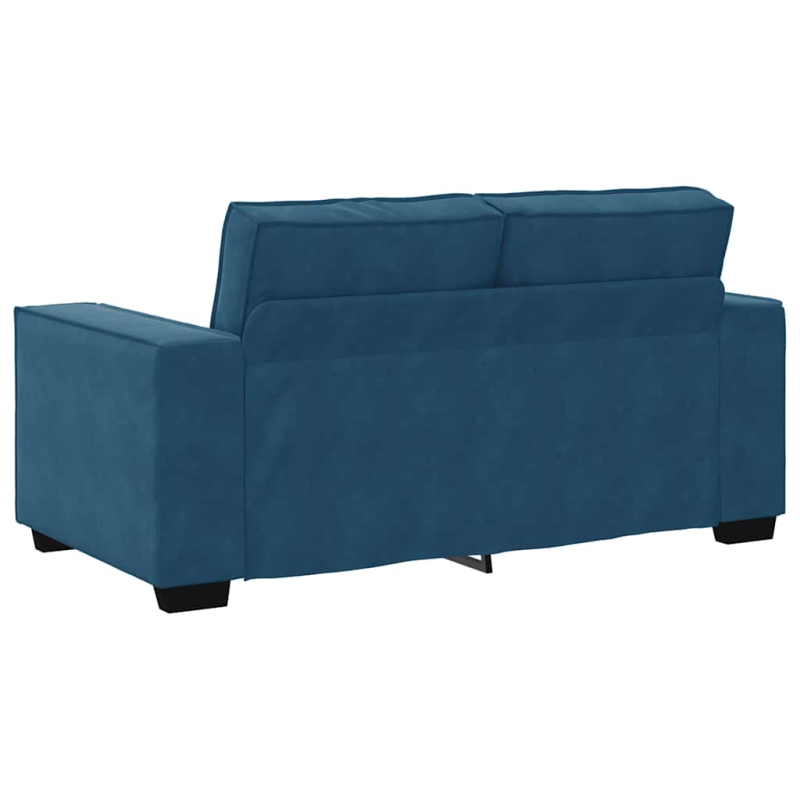 2-tlg. Sofagarnitur mit Kissen Blau Samt