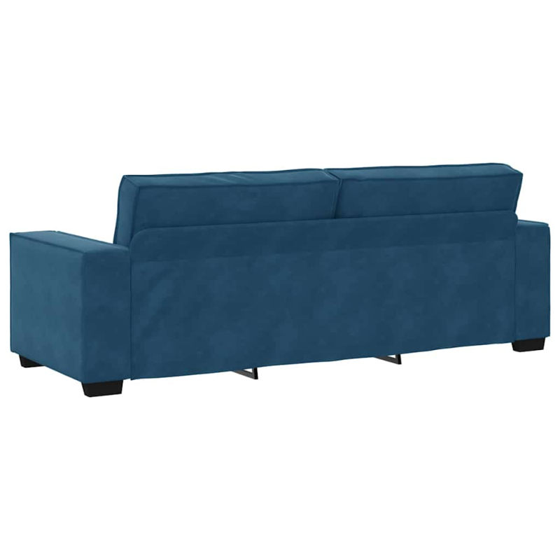 2-tlg. Sofagarnitur mit Kissen Blau Samt