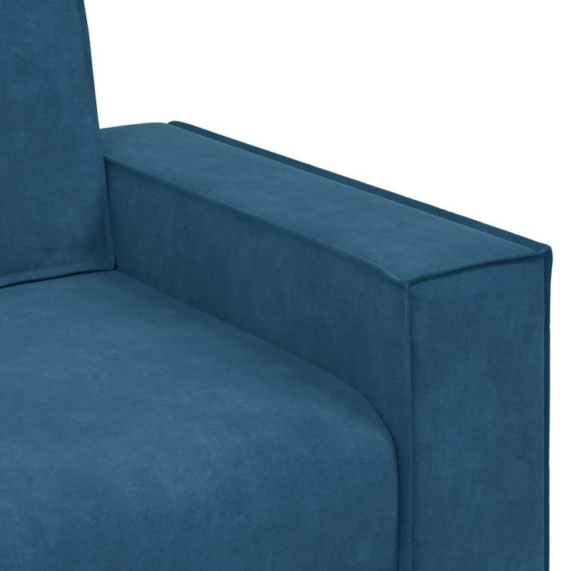 2-tlg. Sofagarnitur mit Kissen Blau Samt