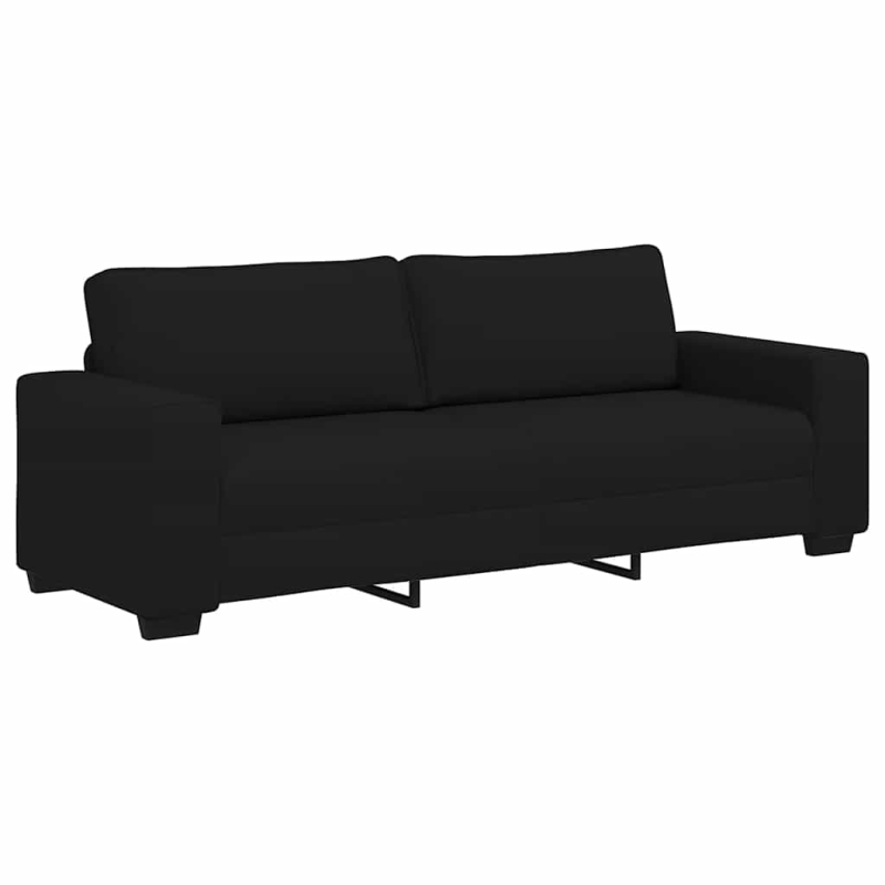 2-tlg. Sofagarnitur mit Kissen Schwarz Stoff