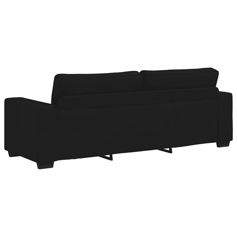 2-tlg. Sofagarnitur mit Kissen Schwarz Stoff