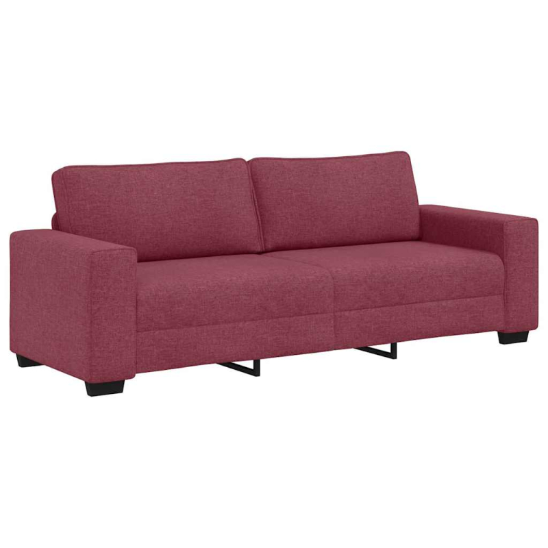 2-tlg. Sofagarnitur mit Kissen Weinrot Stoff