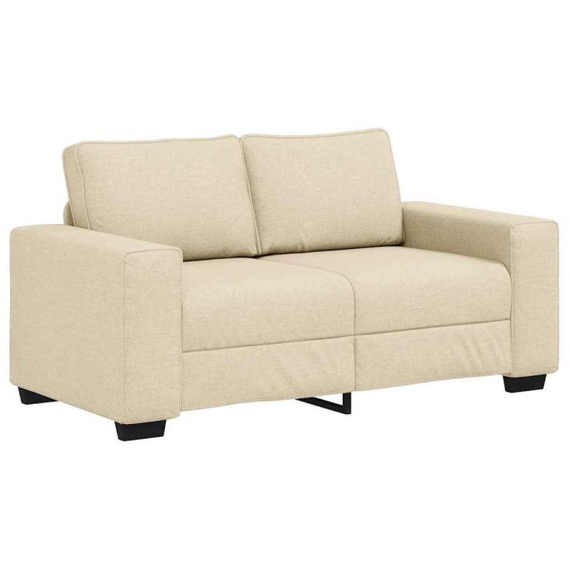 2-tlg. Sofagarnitur mit Kissen Creme Stoff