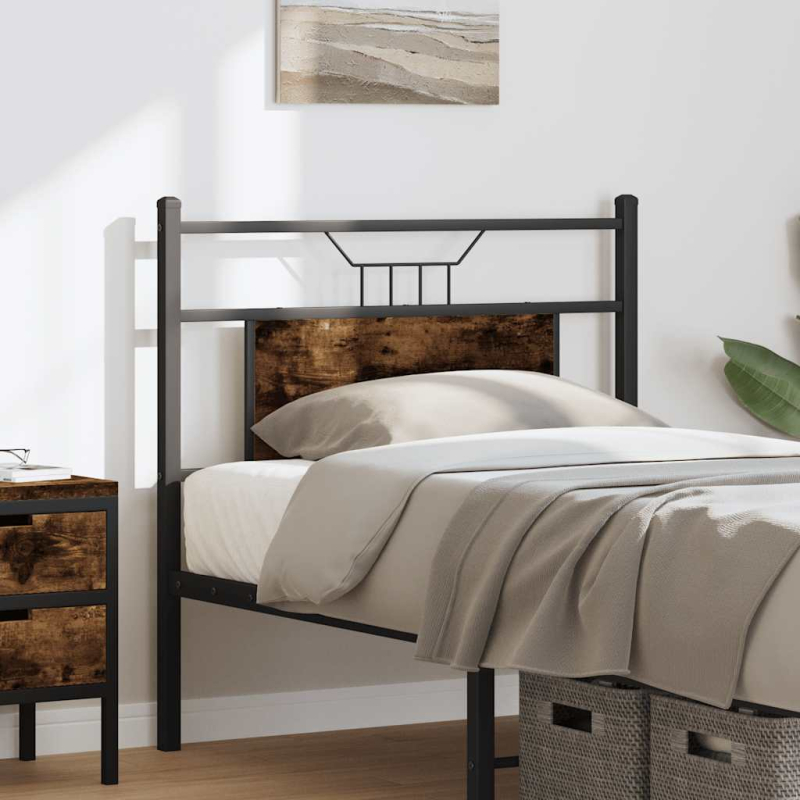 Kopfteil Räuchereiche 90 cm Holzwerkstoff und Stahl