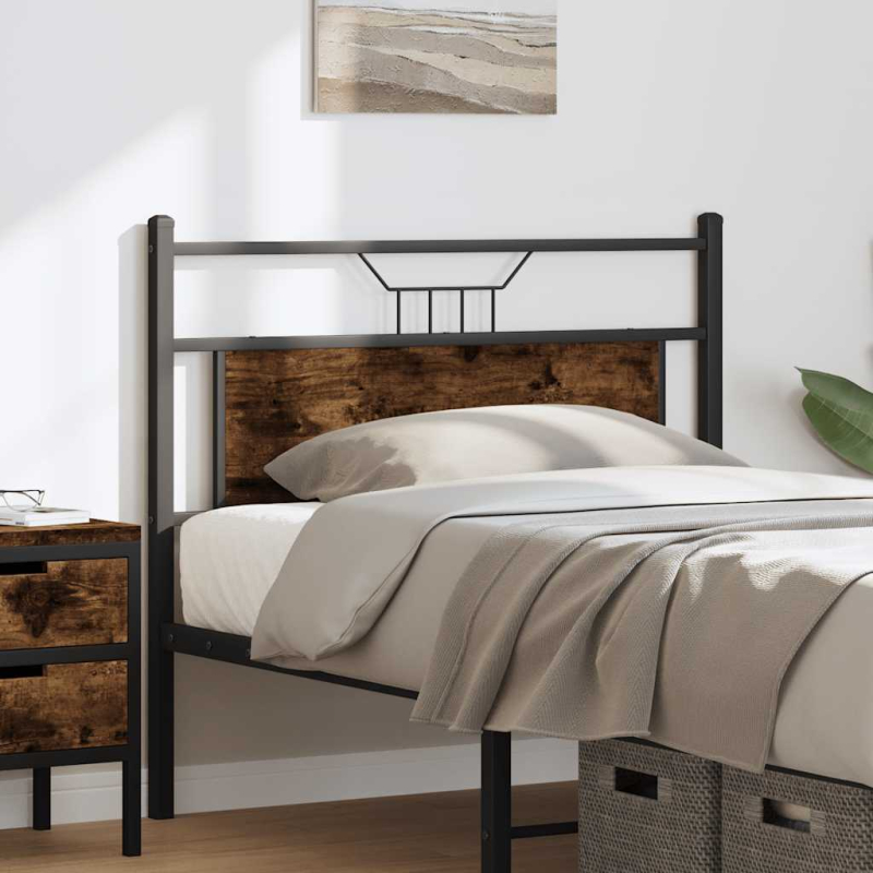 Kopfteil Räuchereiche 107 cm Holzwerkstoff und Stahl