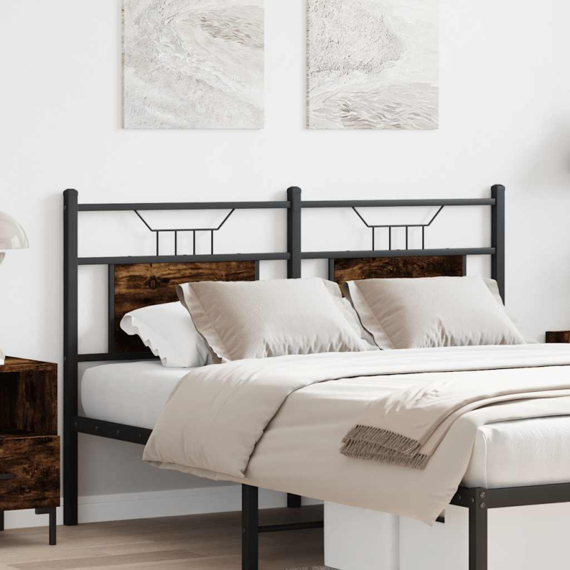 Kopfteil Räuchereiche 140 cm Holzwerkstoff und Stahl