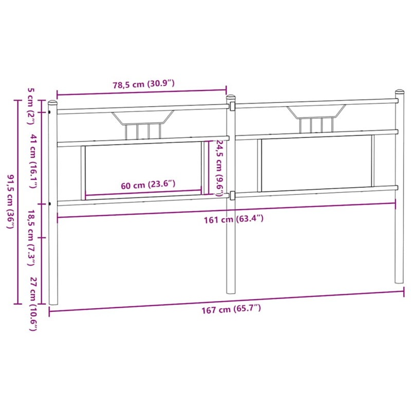 Kopfteil Räuchereiche 160 cm Holzwerkstoff und Stahl